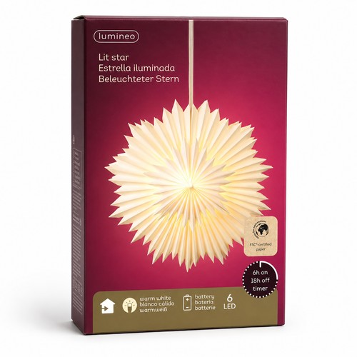 Led papierstern 40x12cm - papierstern,